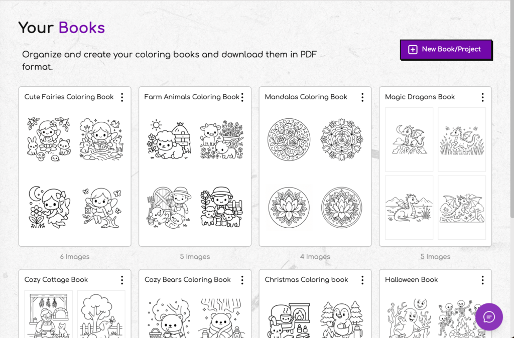 Organize coloring book pages with AI – build complete books